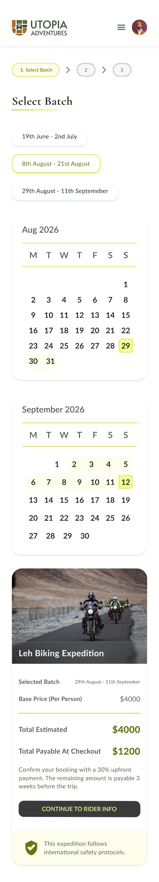 Select batch step on mobile